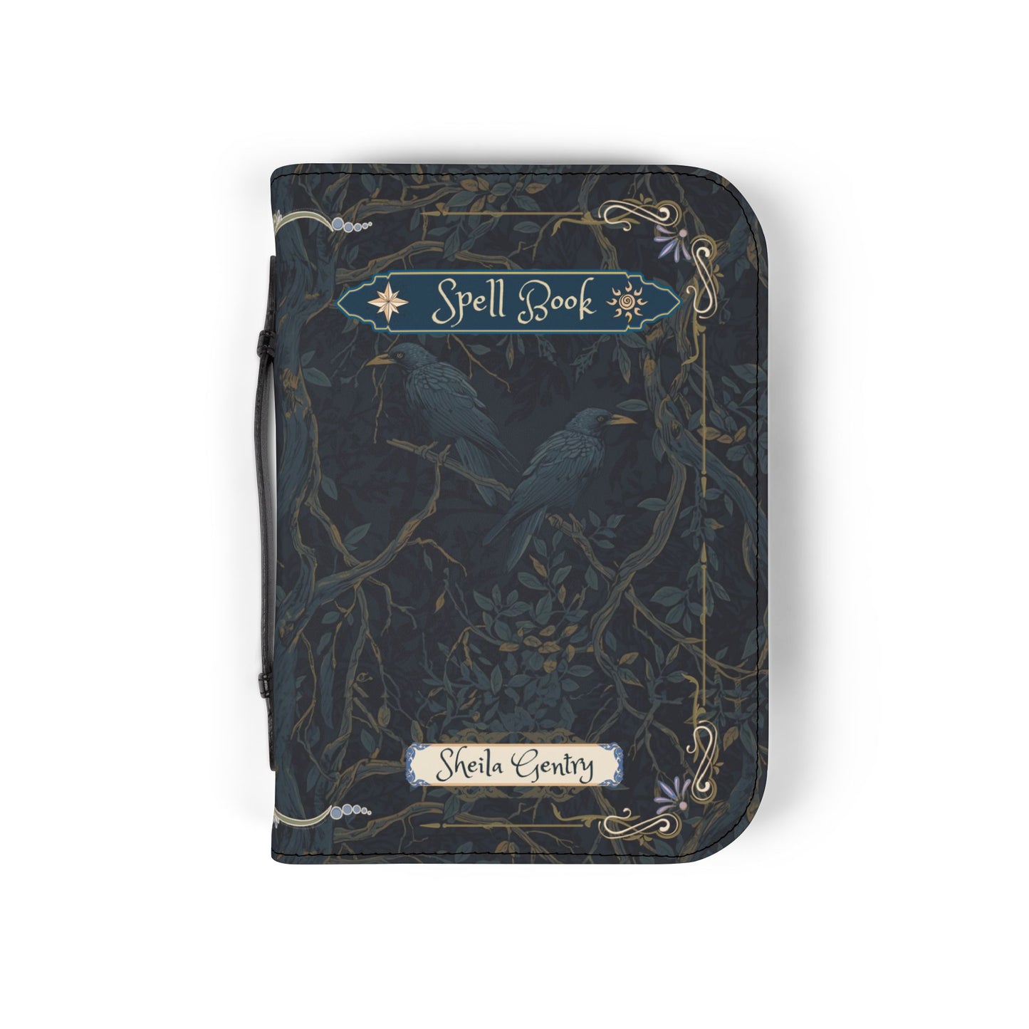Decorative notebook with bird illustration and 'Spell Book' text on a white background