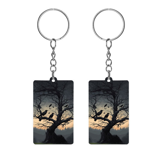 Spooky Crows Acrylic Keychain, Crowcore, gothic gift, raven spooky witchy case