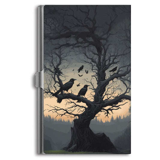 Spooky Murder of Crows Business Card Holder, Crowcore, Gothic Gift