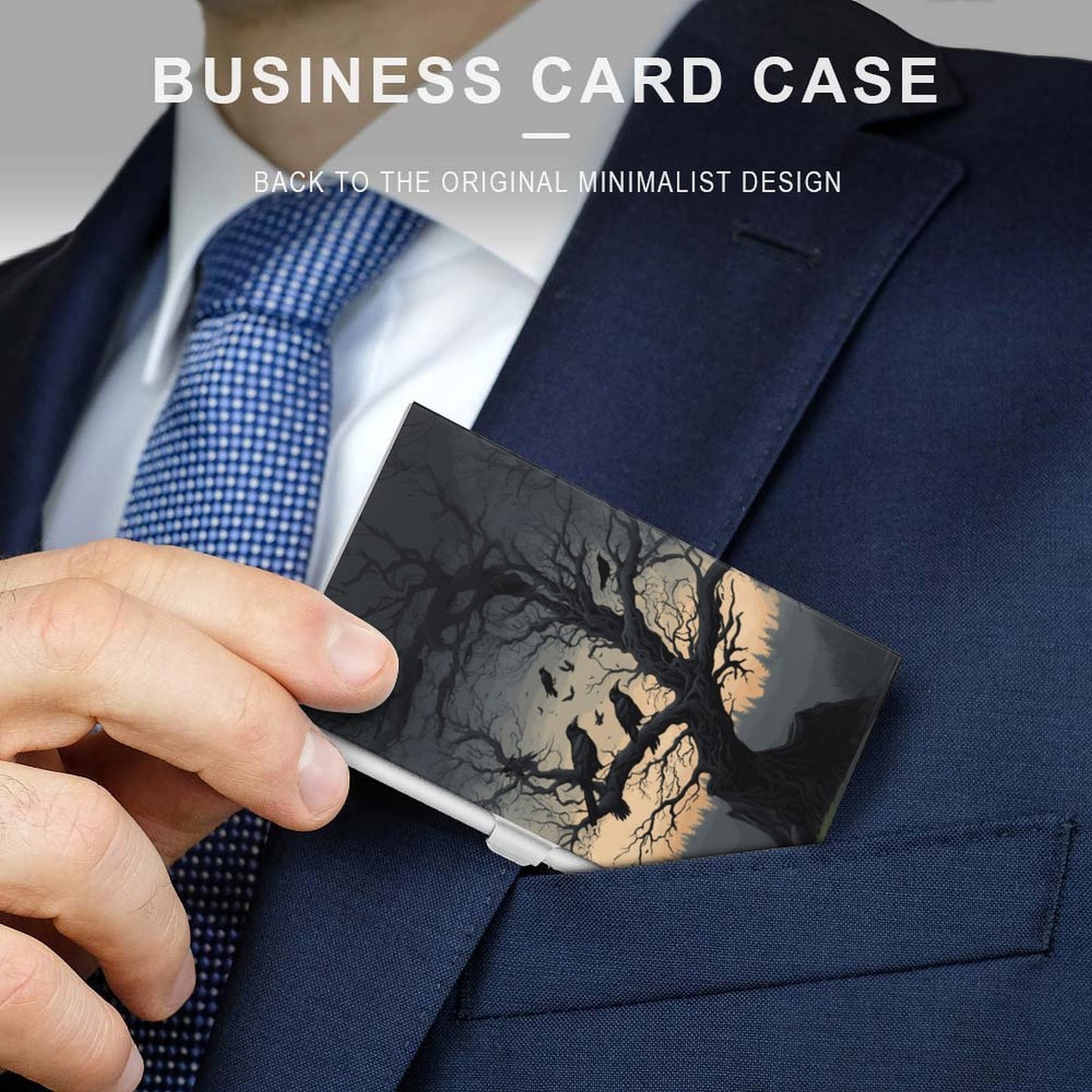 Spooky Murder of Crows Business Card Holder, Crowcore, Gothic Gift