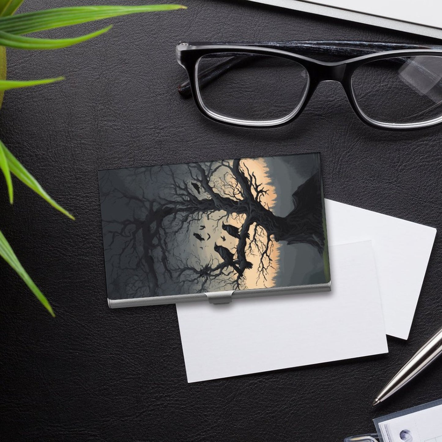 Spooky Murder of Crows Business Card Holder, Crowcore, Gothic Gift