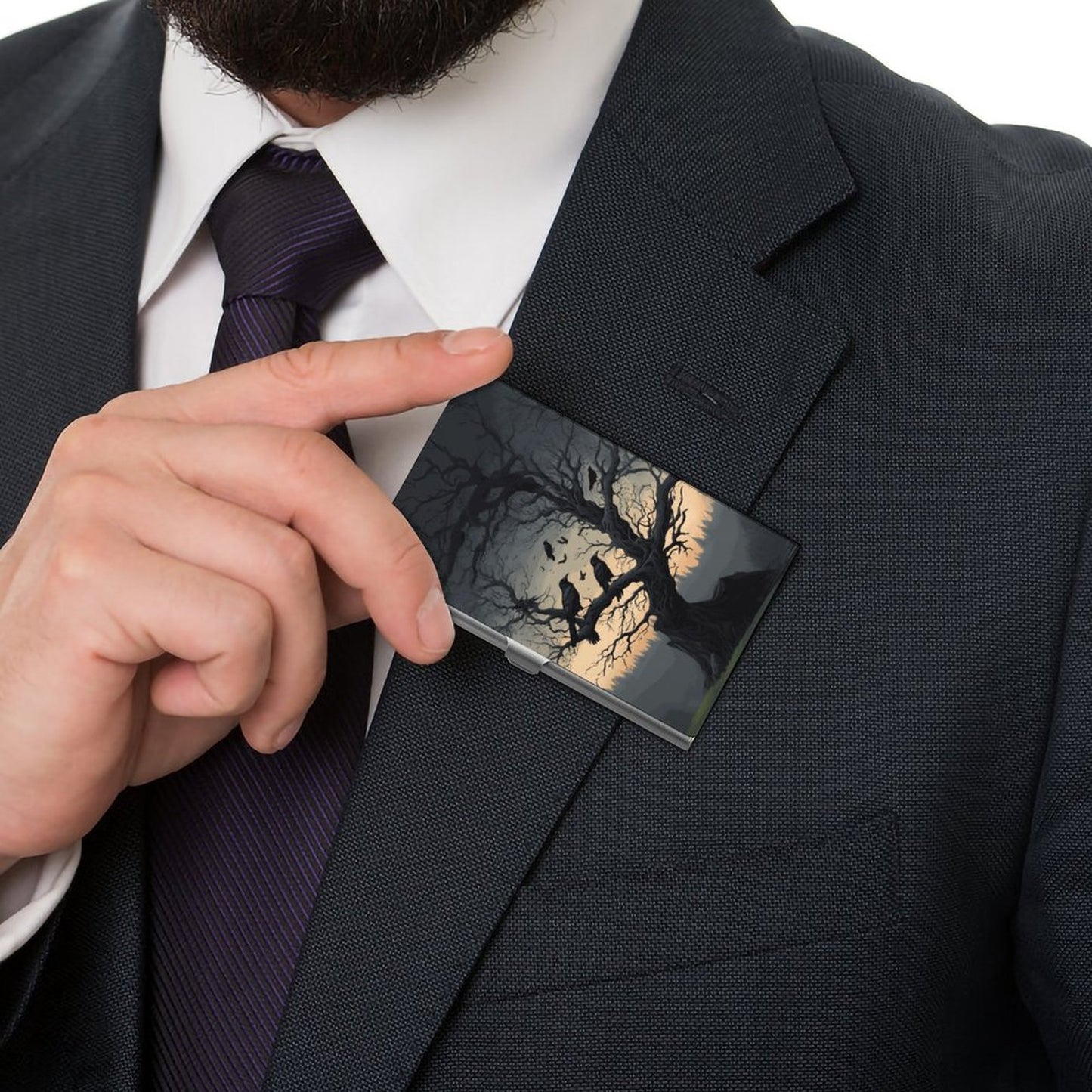 Spooky Murder of Crows Business Card Holder, Crowcore, Gothic Gift