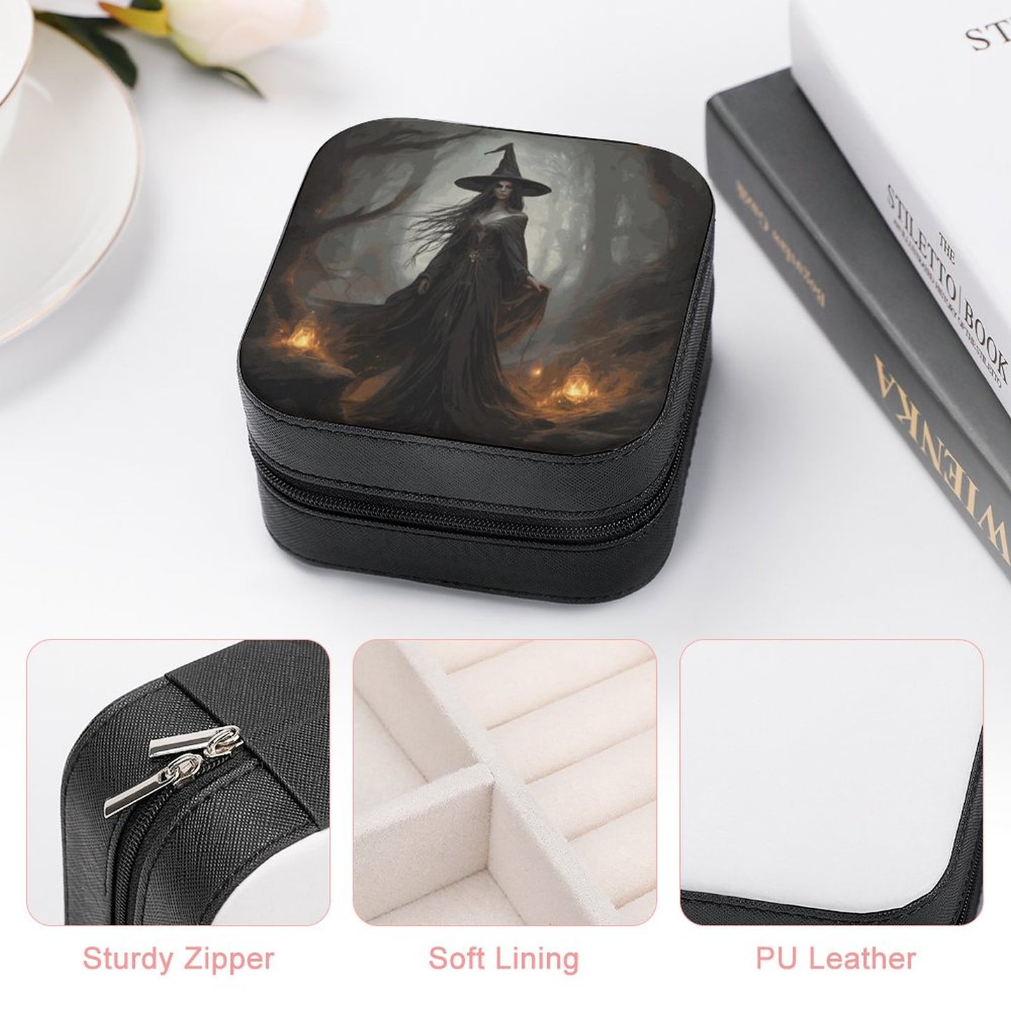The Witch Portable Stackers Jewellery Box, Whimsical Woodland Witch Decorative Stash box