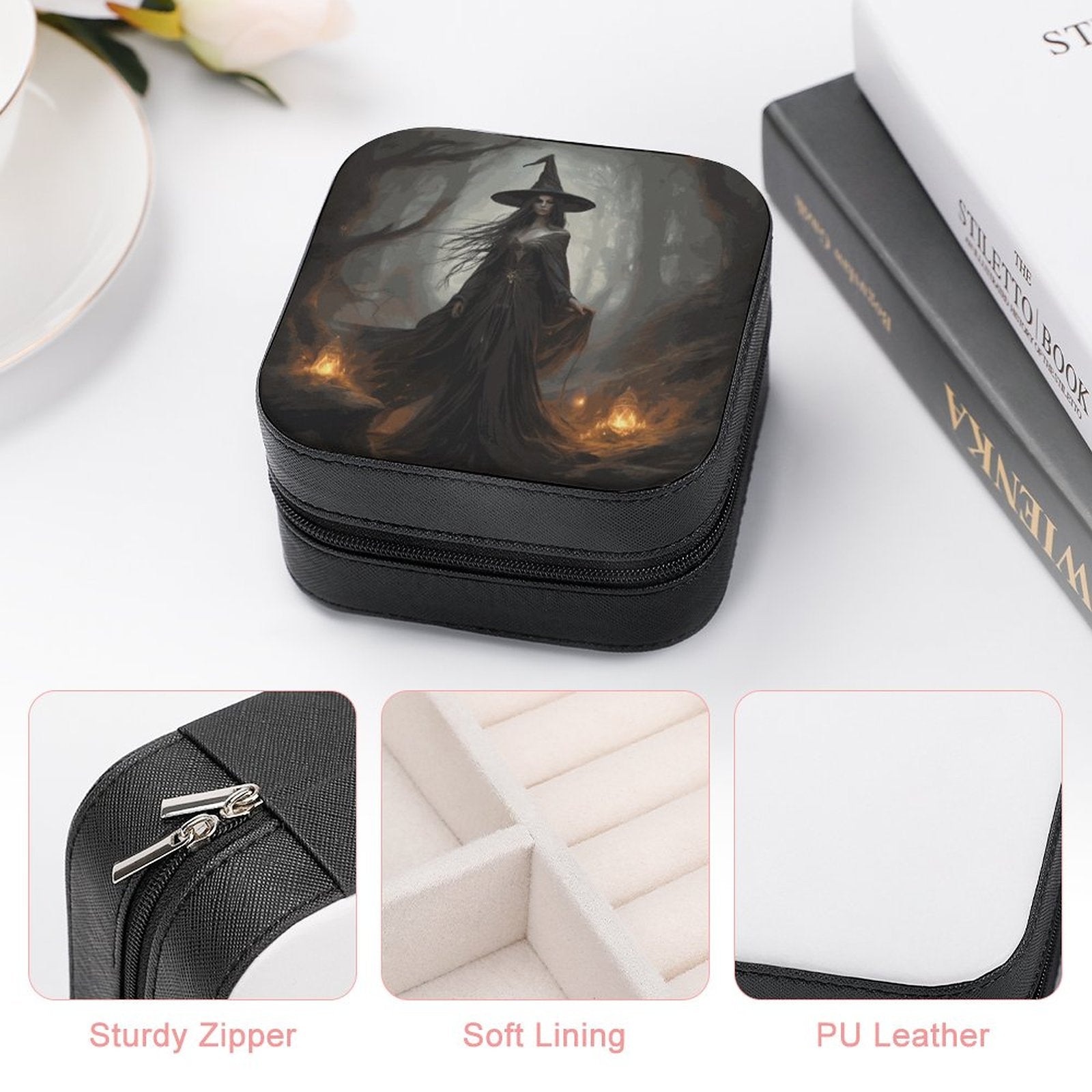 The Witch Portable Stackers Jewellery Box, Whimsical Woodland Witch Decorative Stash box