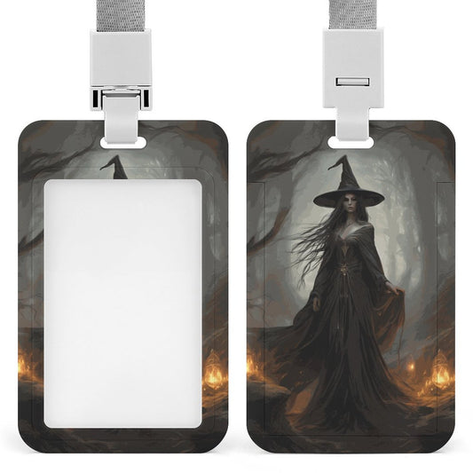 The Witch Vertical ID Badge Holder, Witchy badge holder, lanyard for keys