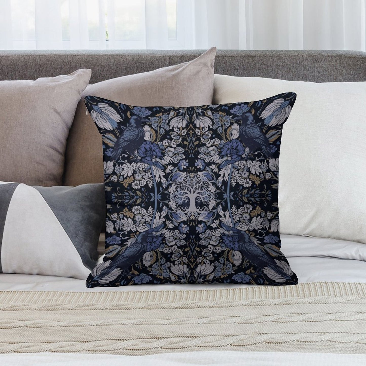 Tree of Life Velvet Pillowcase- William Morris Inspired Bedroom Decor