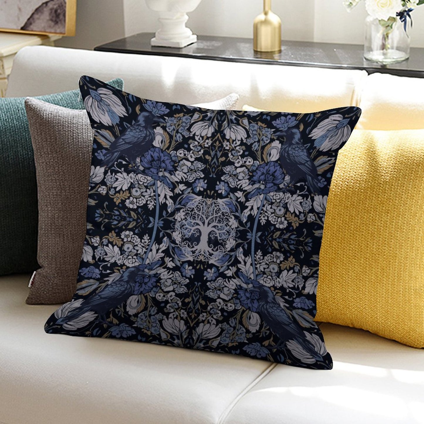 Tree of Life Velvet Pillowcase- William Morris Inspired Bedroom Decor