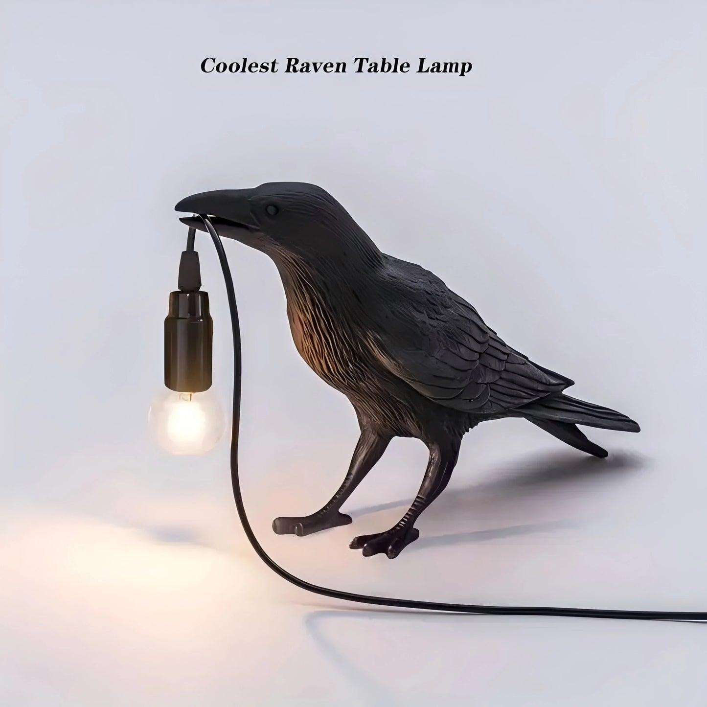 Unique Gothic Crow Lamp, With USB Line for Table Decor and Home Lighting