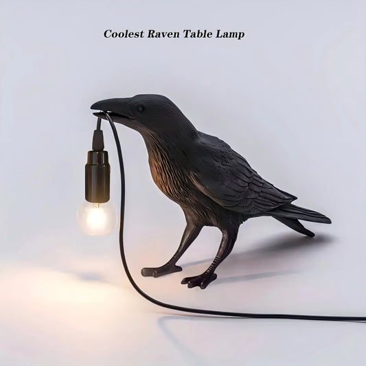 Unique Gothic Crow Lamp, With USB Line for Table Decor and Home Lighting