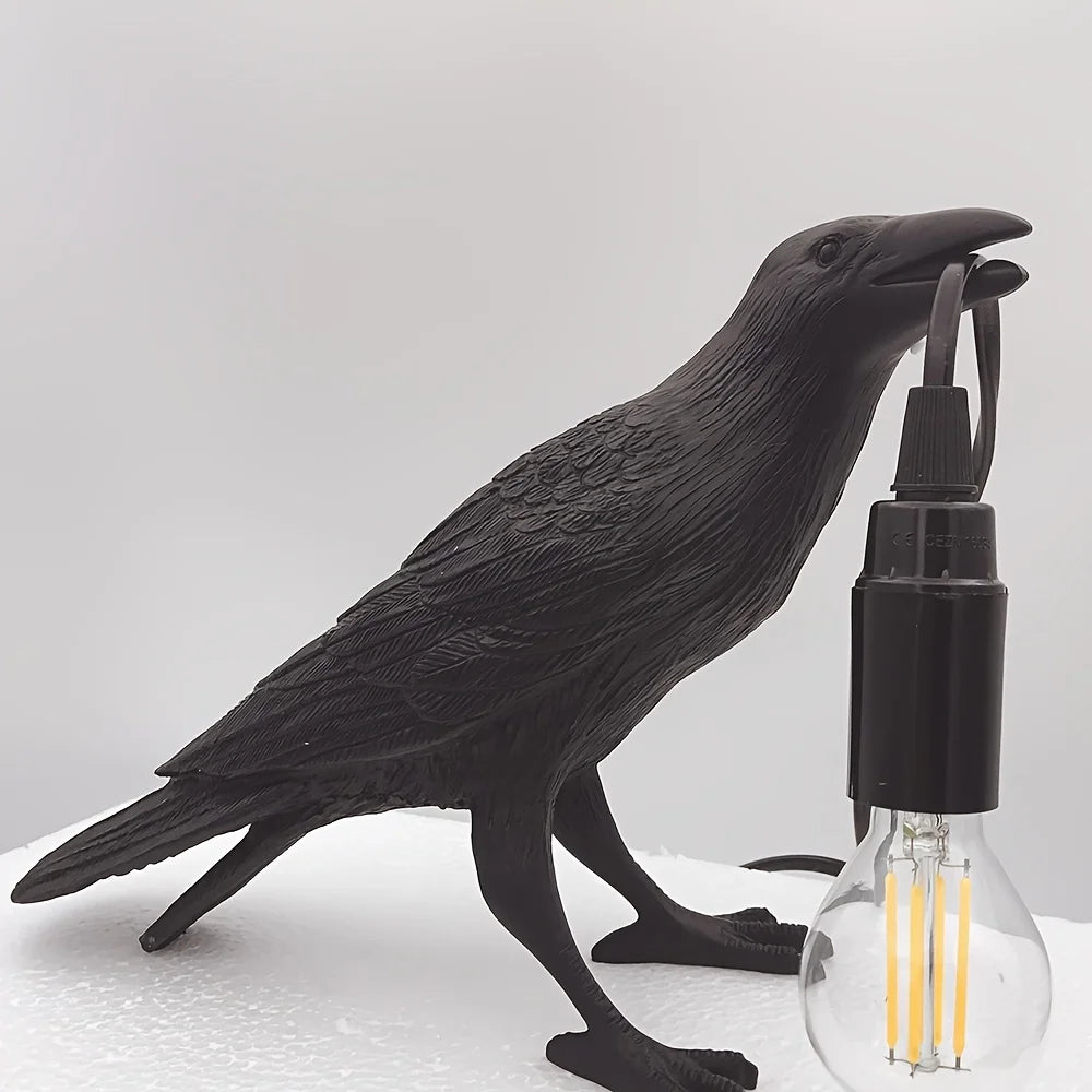 Unique Gothic Crow Lamp, With USB Line for Table Decor and Home Lighting