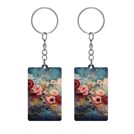 Victorian Rose Acrylic Keychain (Dual-sided Printing) Boho Rose Key Chain
