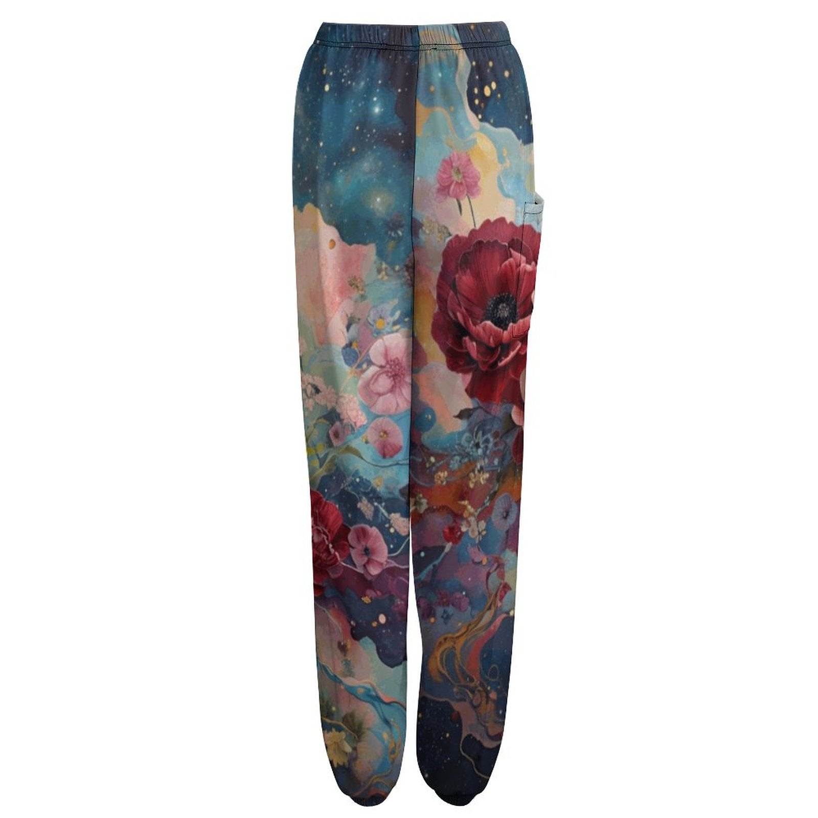 Victorian Roses Casual Yoga Pants, Boho Comfortable Casual Rose Print Pants