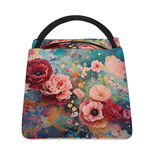 Victorian Roses Lunch Bag, Insulated Pink Roses Lunch Bag