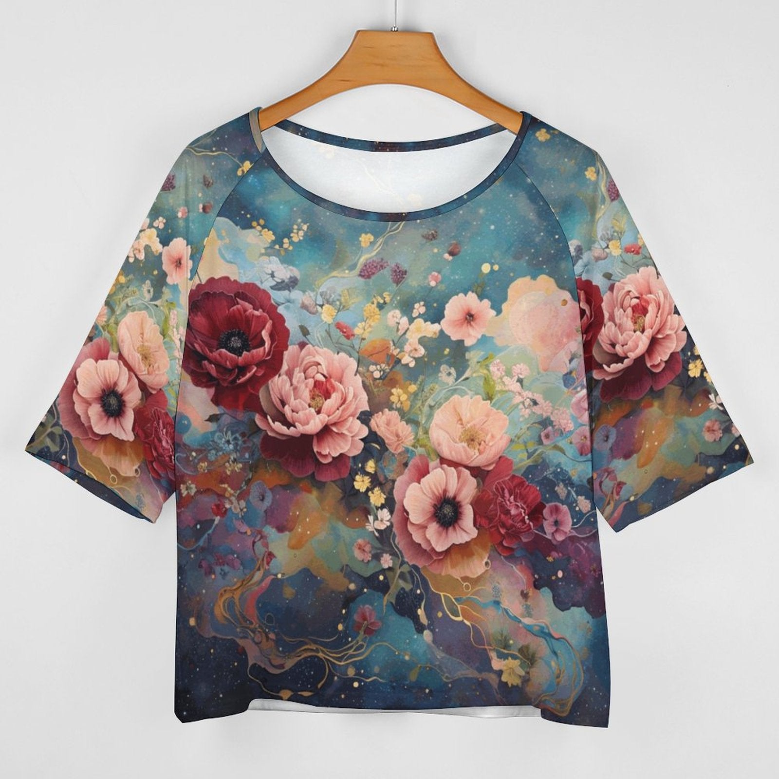 Vintage Roses Shirt, Victorian Roses Women’s Off the Shoulder Half-Sleeve T-shirt