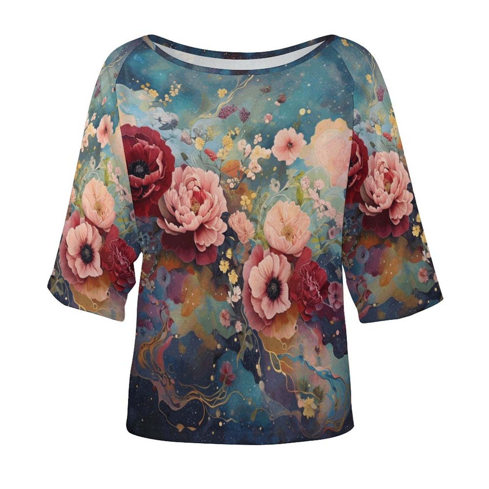Vintage Roses Shirt, Victorian Roses Women’s Off the Shoulder Half-Sleeve T-shirt