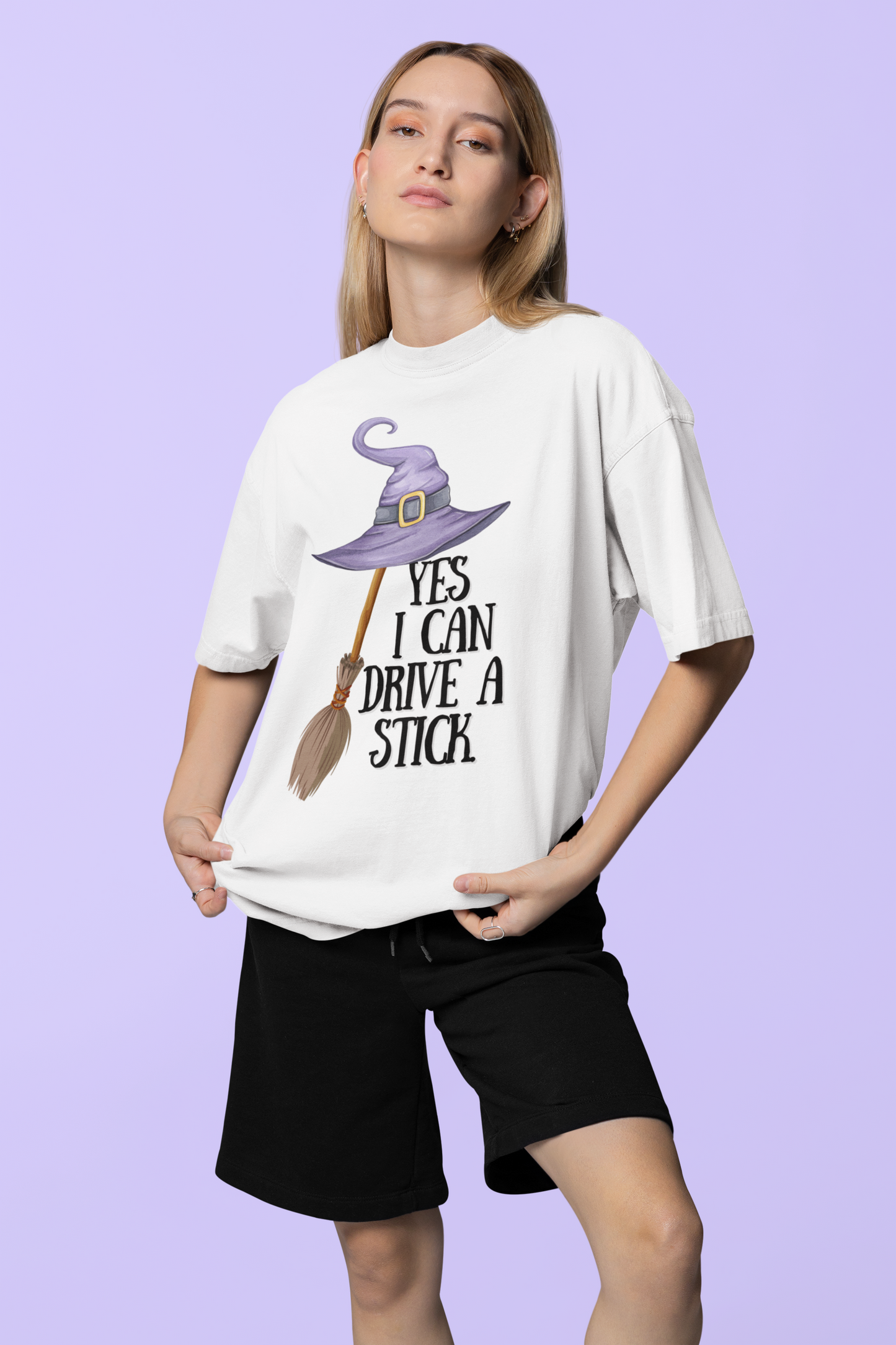 Whimsical Witch T-Shirt: "Yes I Can Drive A Stick" Halloween Tee