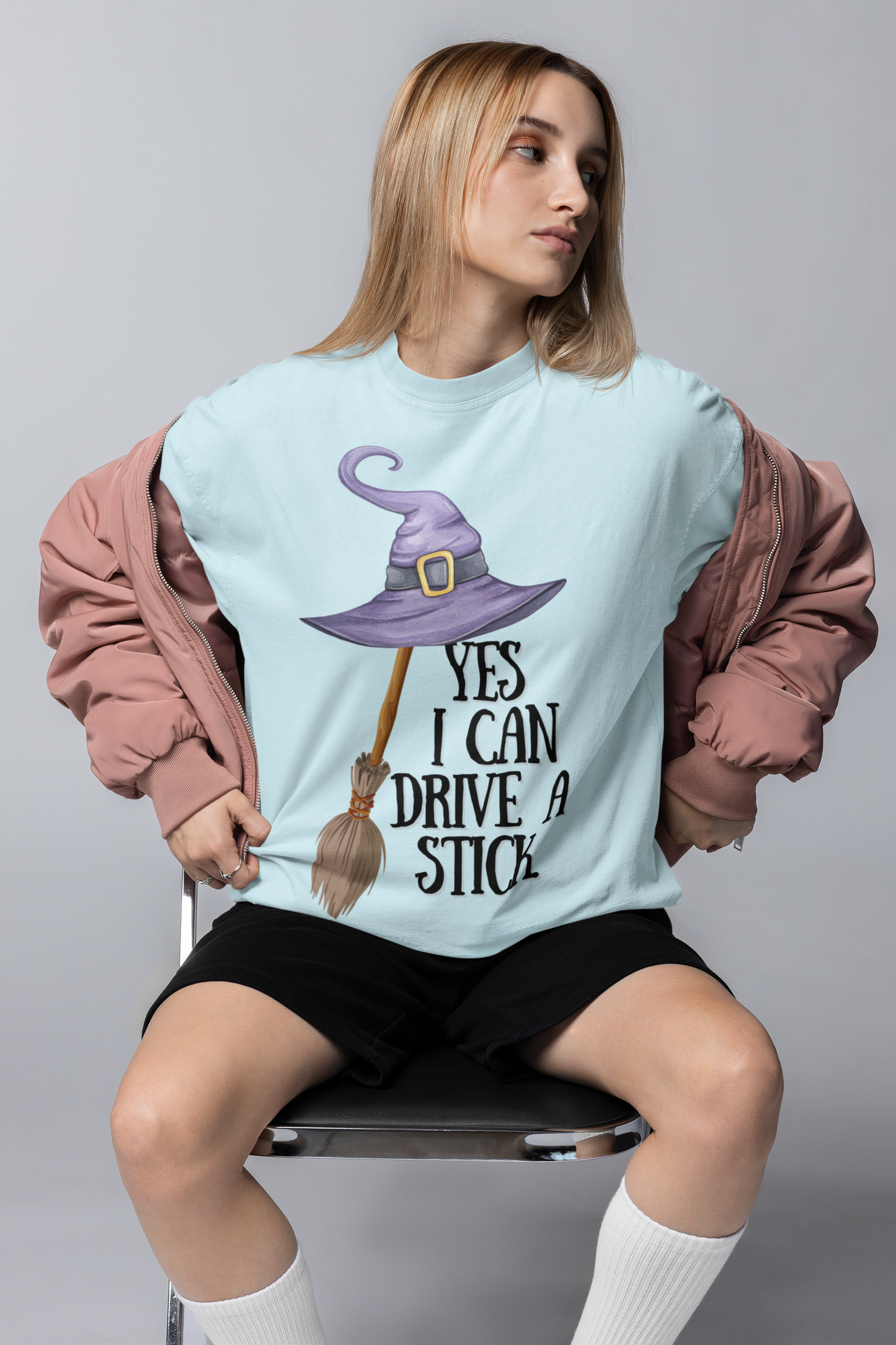 Whimsical Witch T-Shirt: "Yes I Can Drive A Stick" Halloween Tee