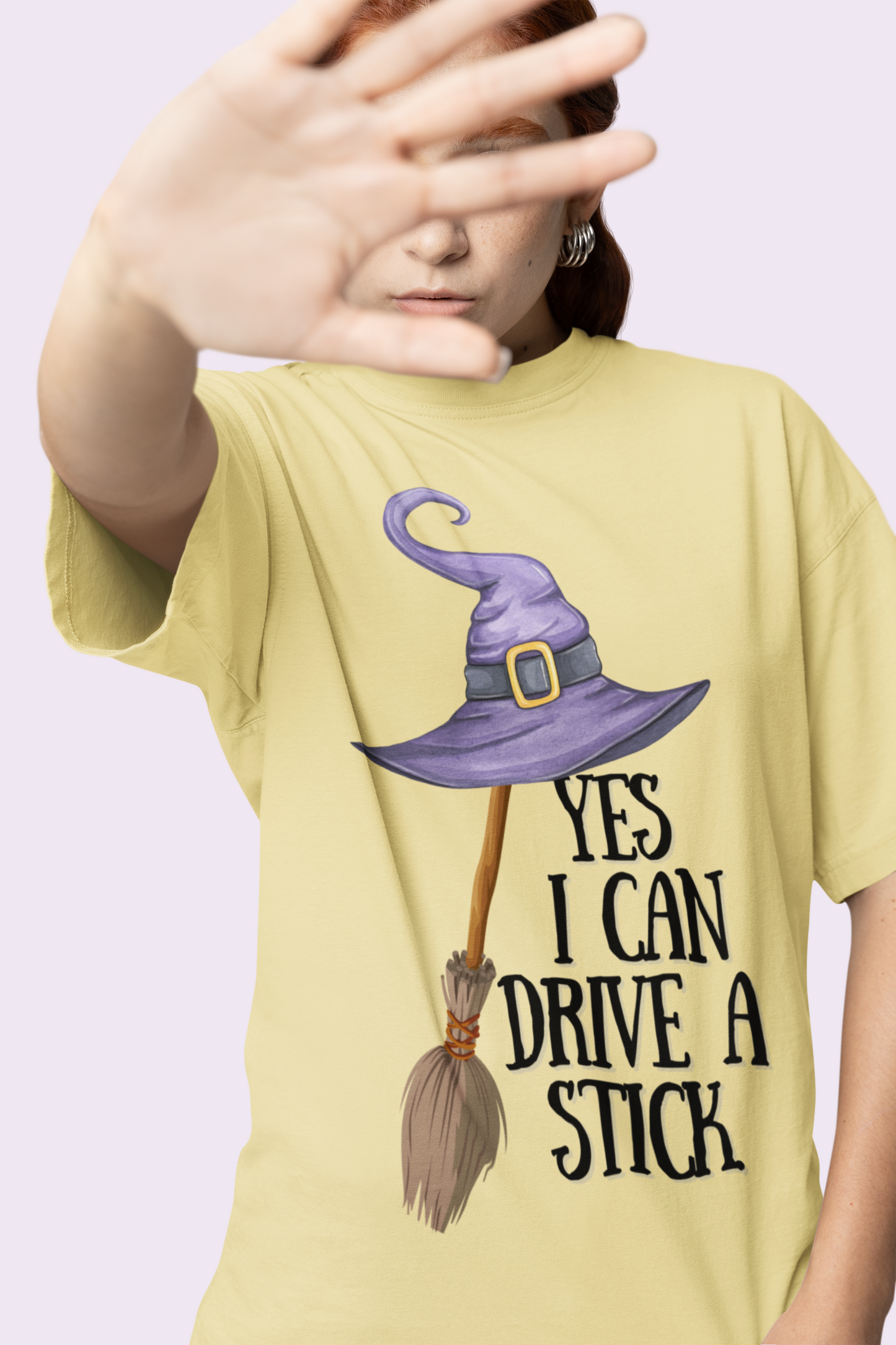 Whimsical Witch T-Shirt: "Yes I Can Drive A Stick" Halloween Tee