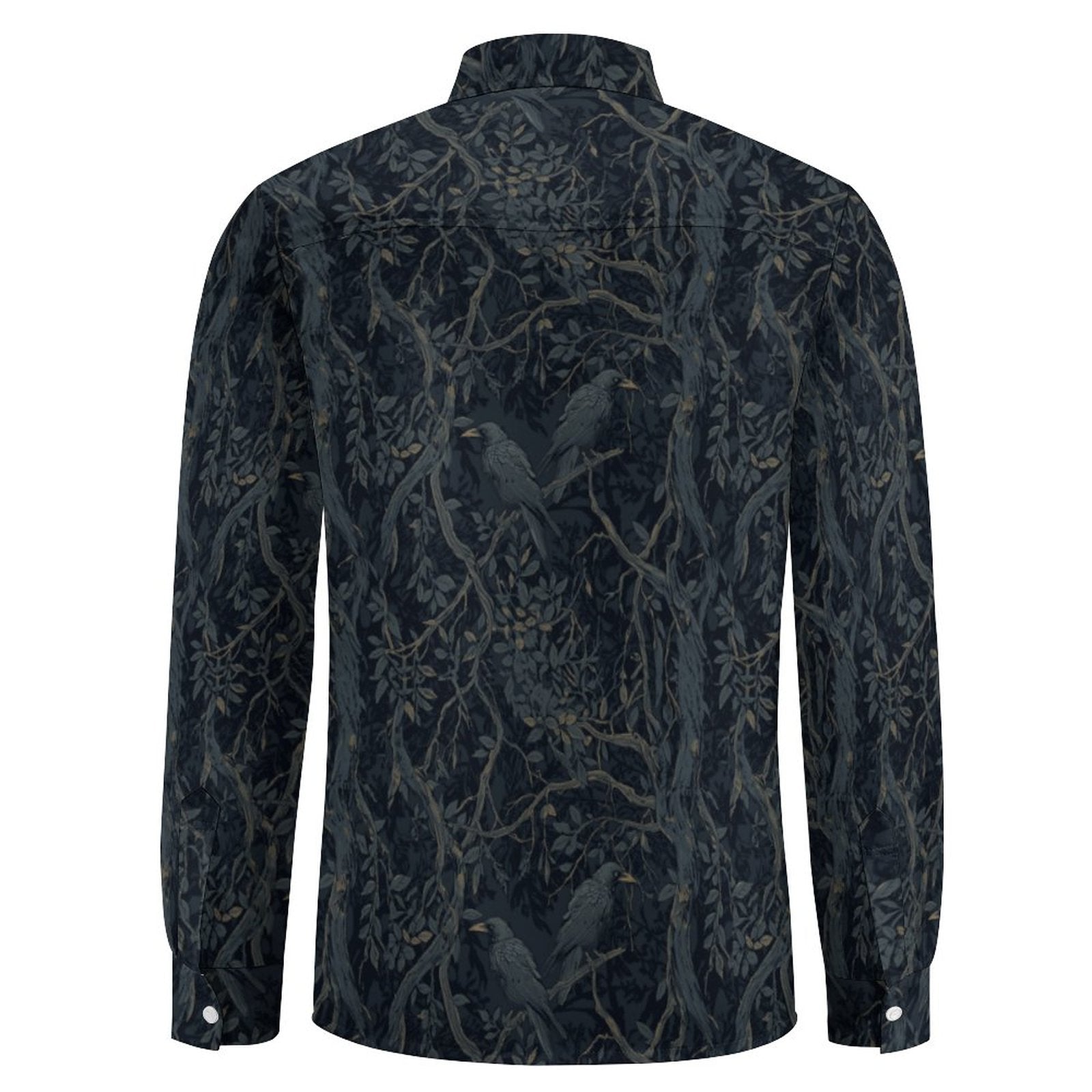 Dark patterned shirt on a white background