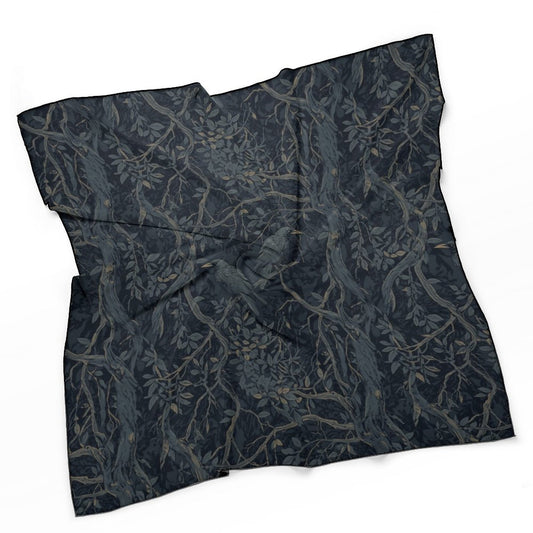Dark blue fabric with branch pattern on a white background