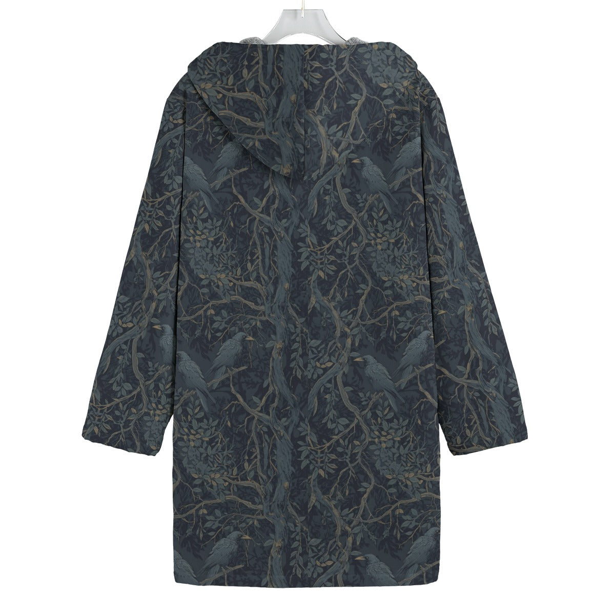 Dark patterned coat on a white background