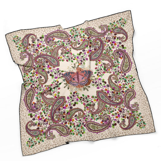 Winter Berry Paisley Lunamoth Scarf, Floral Paisley Hair Scarf