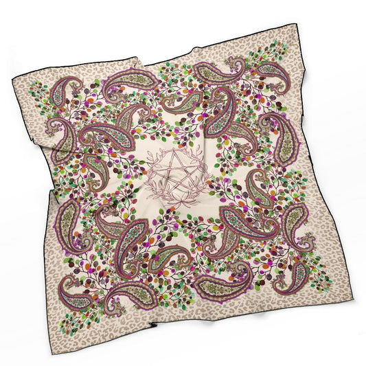 Winter Berry Paisley Pentagram Scarf Women's Scarf, Witch Headscarf