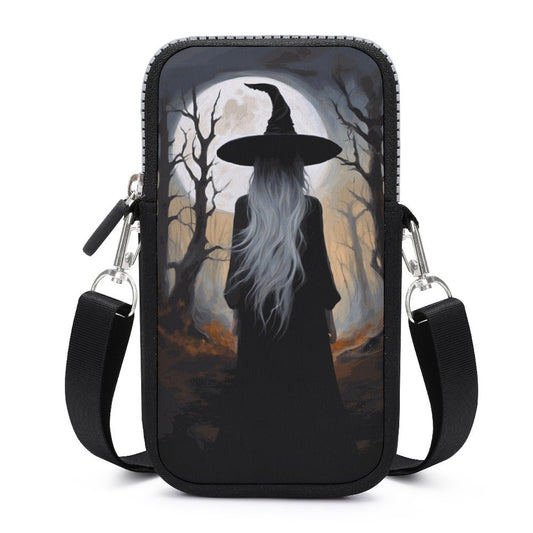 Wispy Wiccan Witch Cell Phone Crossbody Pouch, A Witchcore Accessory Phone Purse