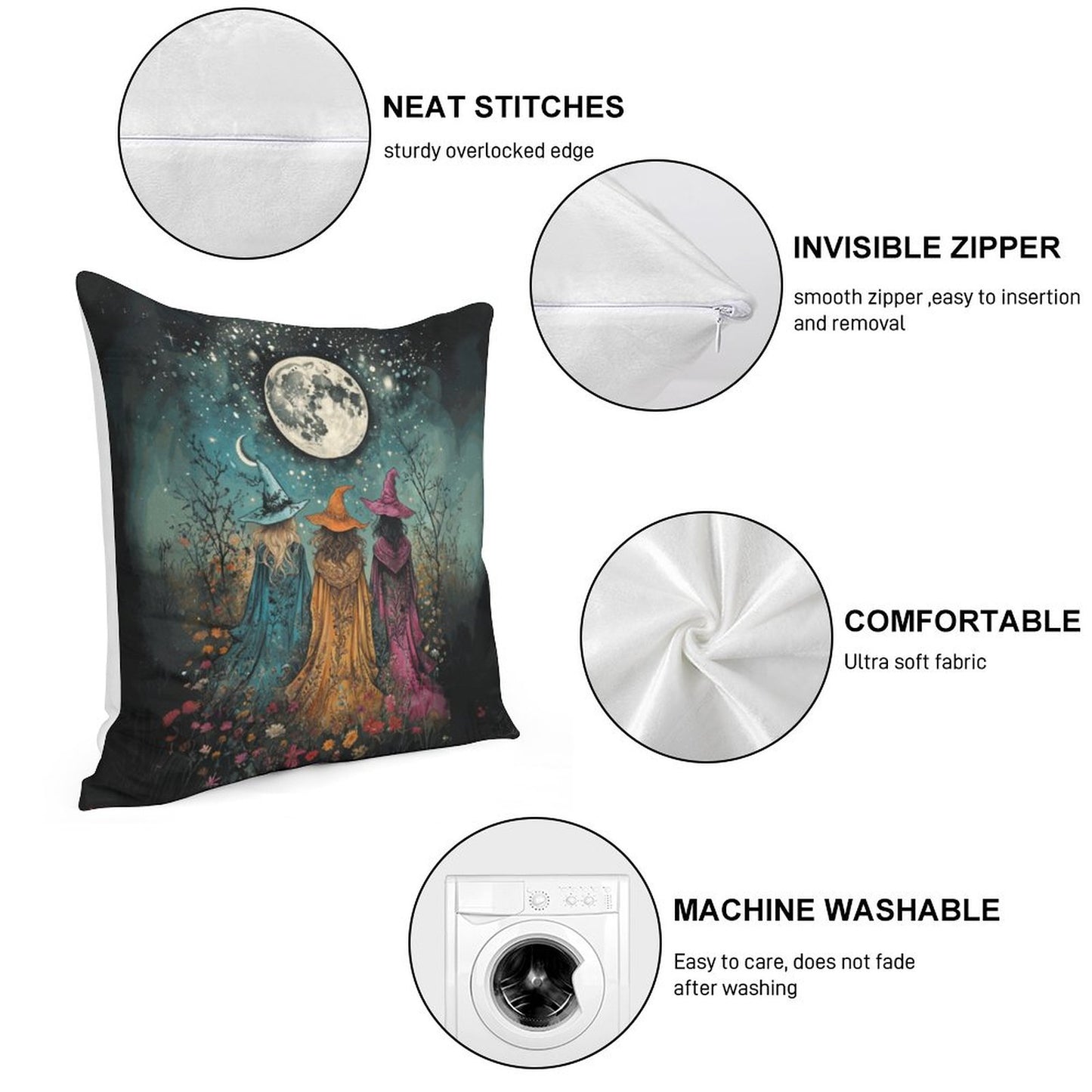 Witches Velvet Pillowcase: Boho Sisterhood Witchcore Decor