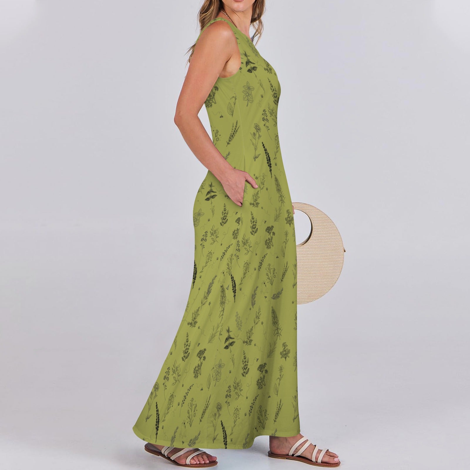 Witchy Herbs Casual Dress, Herb Garden Sleeveless Maxi Dress The Witchy Gypsy Witchy Herbs Casual Dress, Herb Garden Sleeveless Maxi Dress The Witchy Gypsy