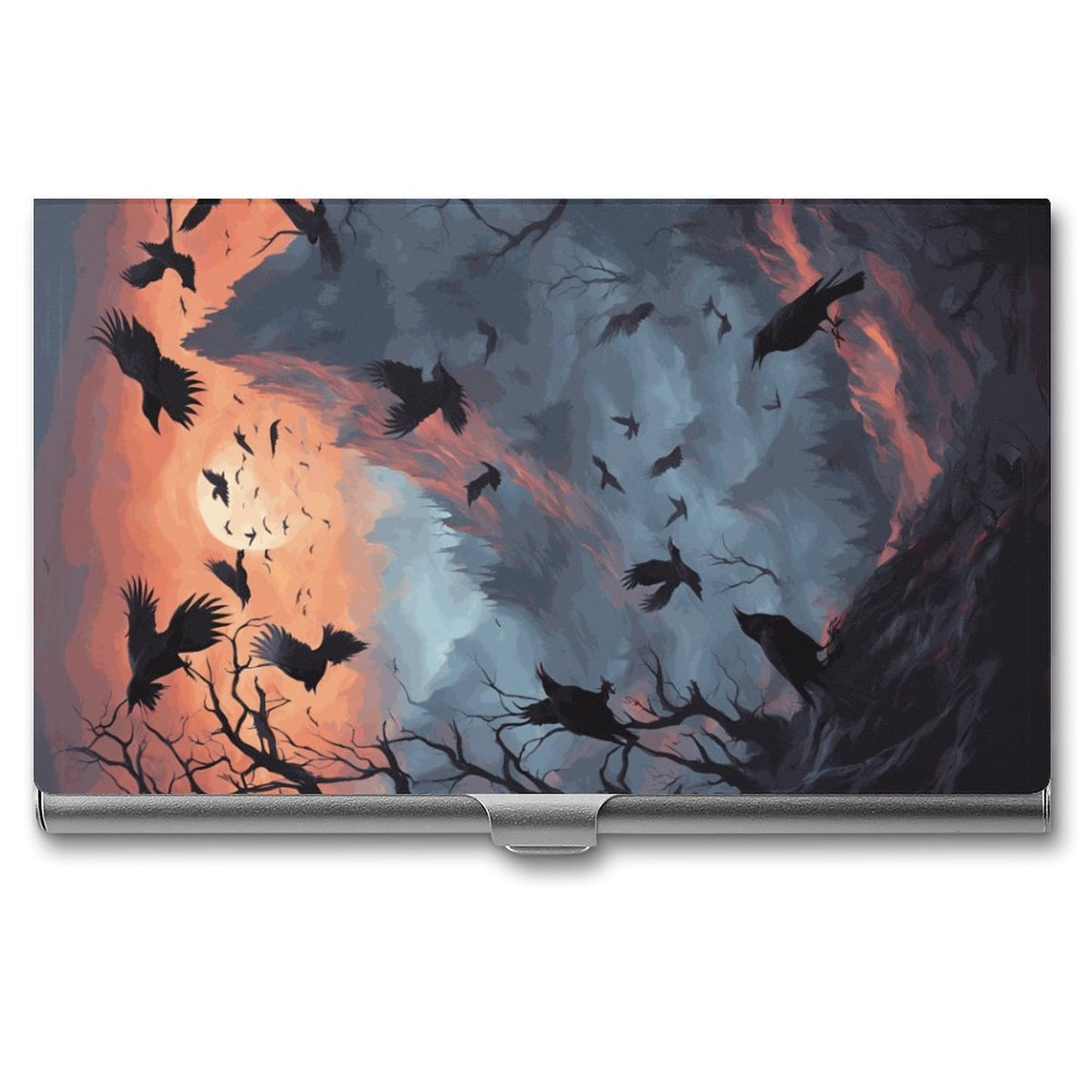 Witchy Raven Business Card Holder: Gothic Twilight Crows Pagan Gift