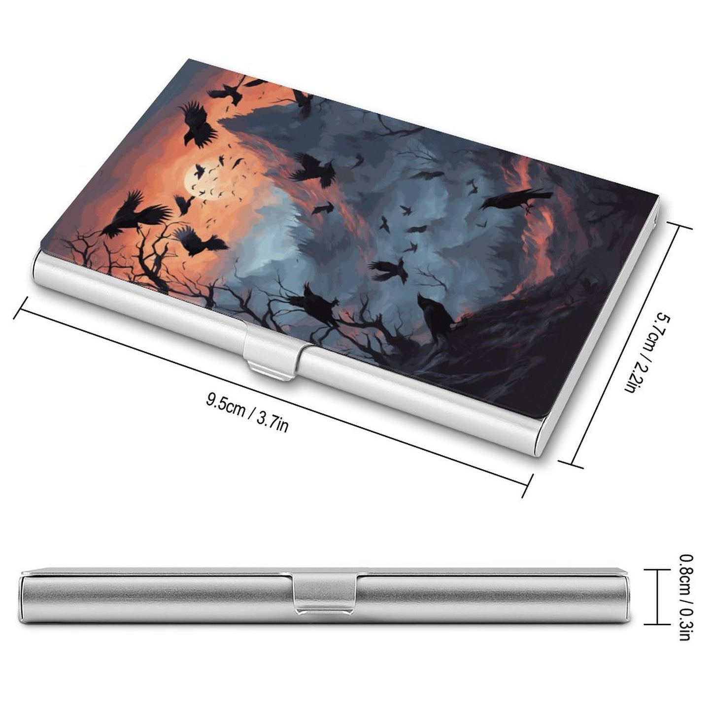 Witchy Raven Business Card Holder: Gothic Twilight Crows Pagan Gift