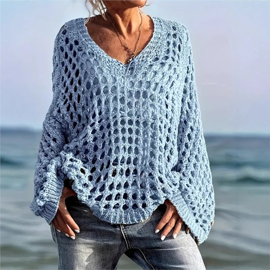 Women Hollow Out Fishing Net Shirt, Summer Casual Beach Party Tops