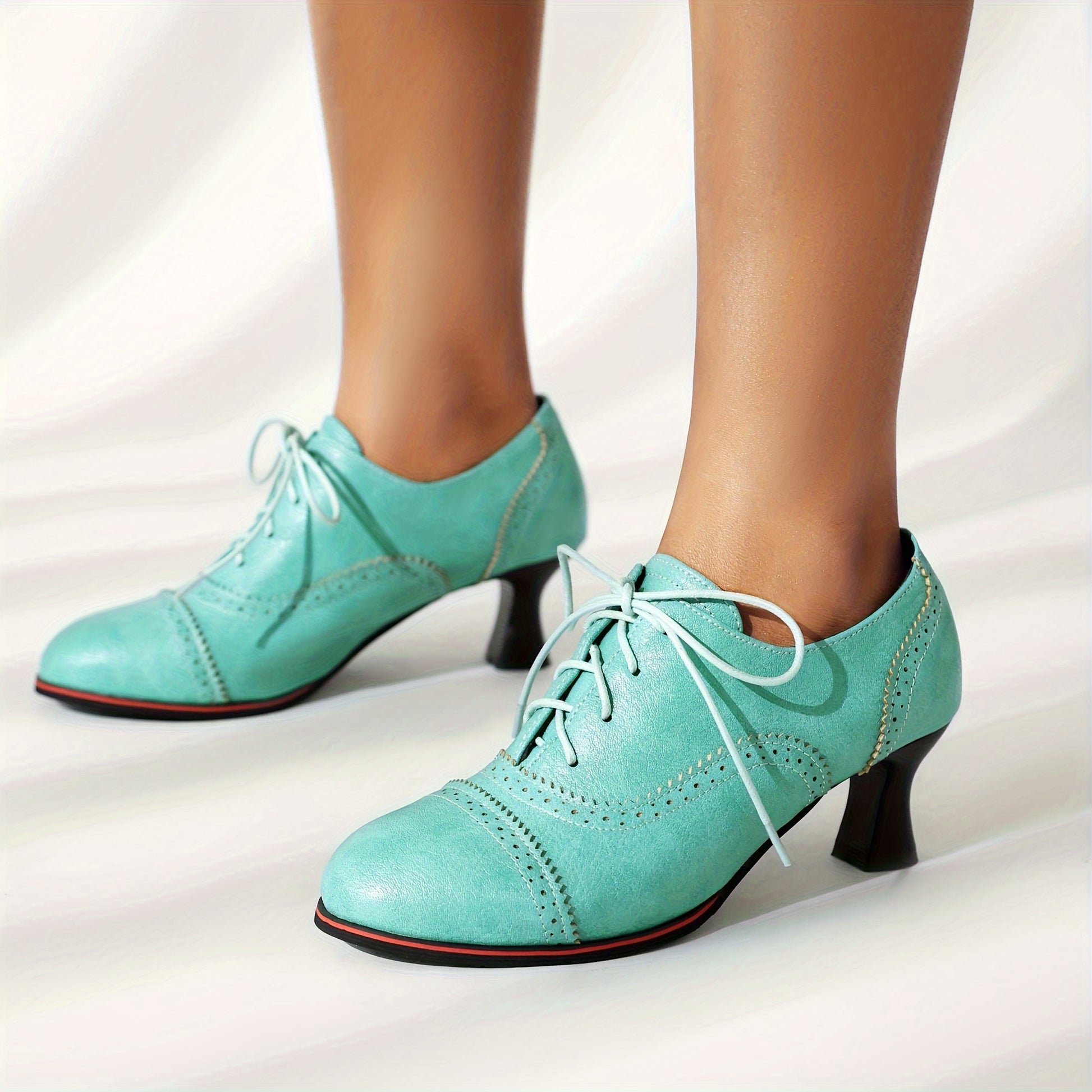 Women's Witchy Solid Color High Heels, Fashionable Lace Up Dress Pumps