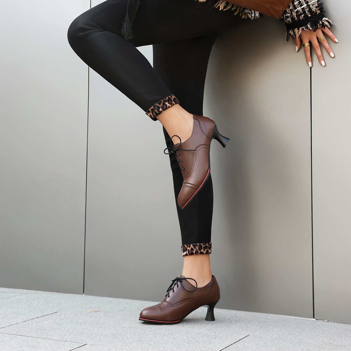 Women's Witchy Solid Color High Heels, Fashionable Lace Up Dress Pumps