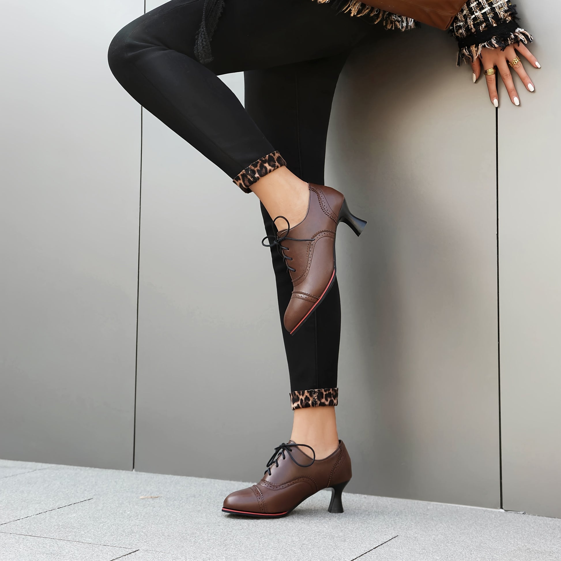 Women's Witchy Solid Color High Heels, Fashionable Lace Up Dress Pumps