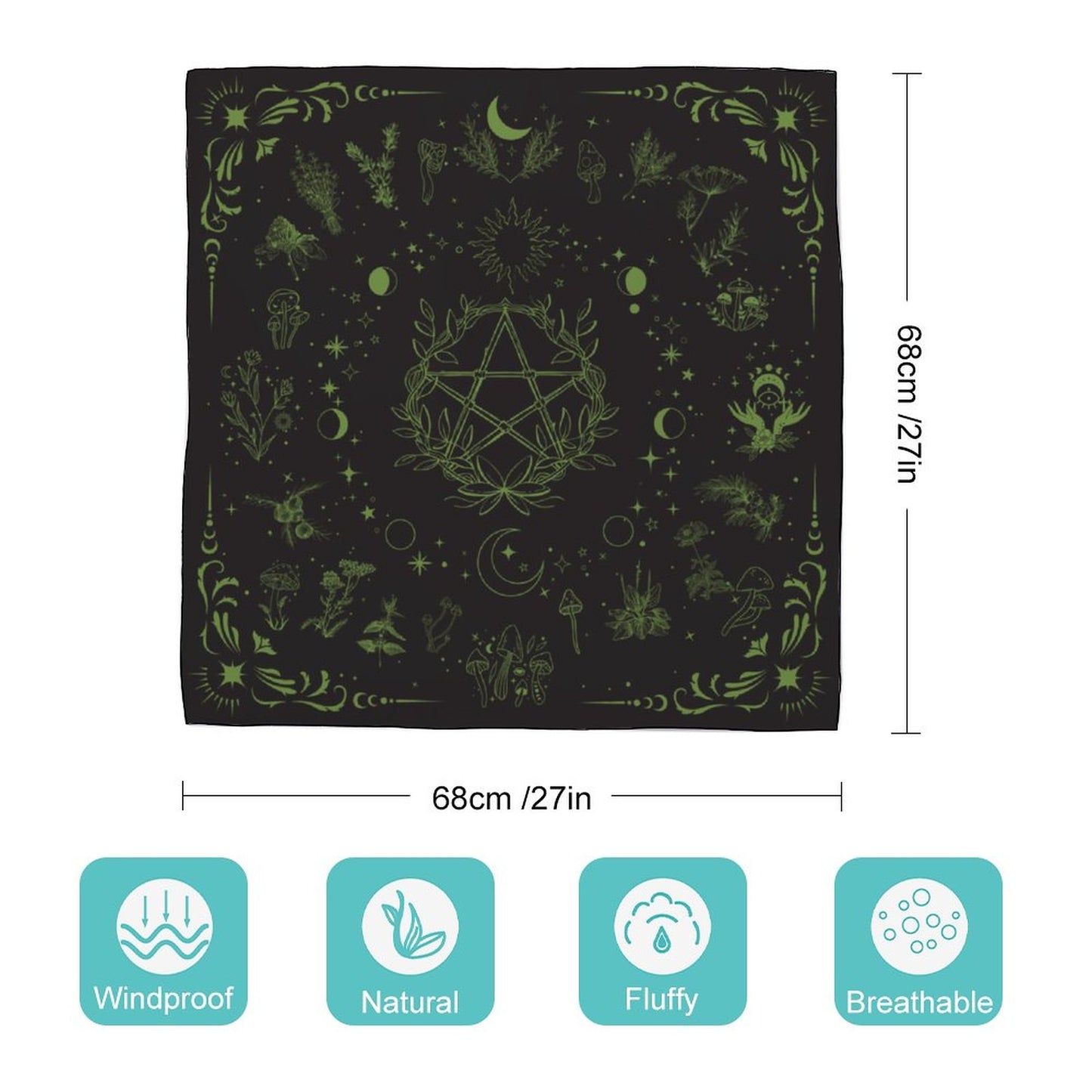 Witchy Herbs in Green Women's Scarf NZ215