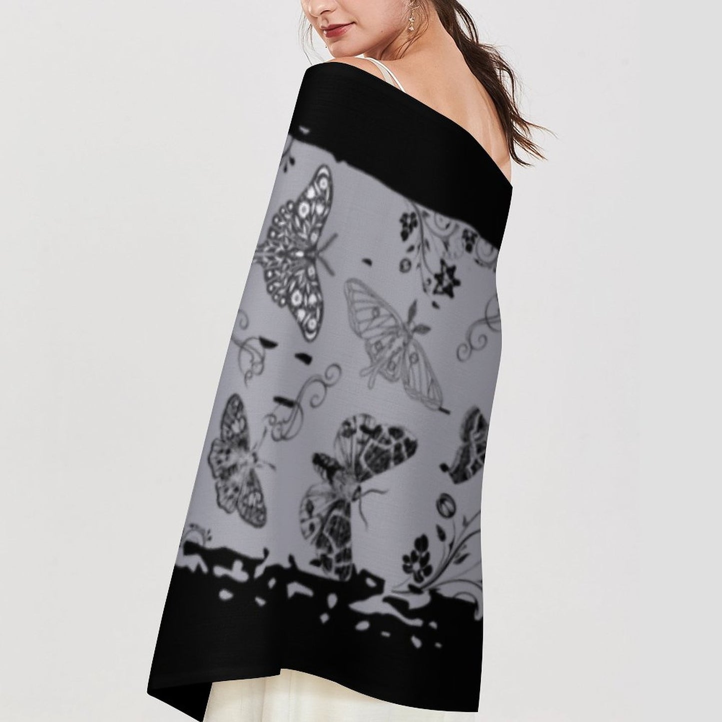 Luna Moth Cashmere-like Tassel Scarf (All-Over Printing)