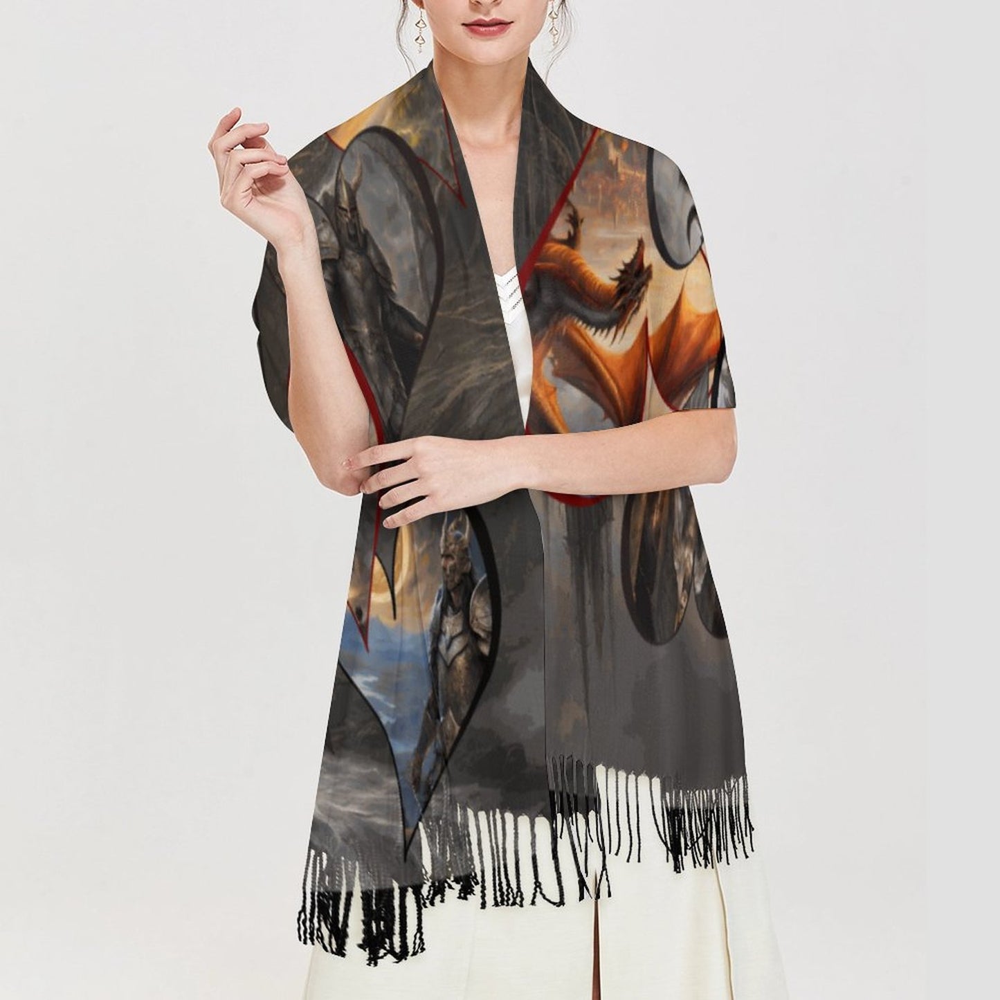 Elden Ring Valentine Cashmere-like Tassel Scarf (All-Over Printing)