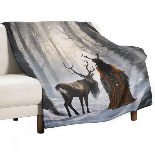 Yule Morning Witch 280gsm Flannel Blanket-60"x80" (Dual-sided Printing)