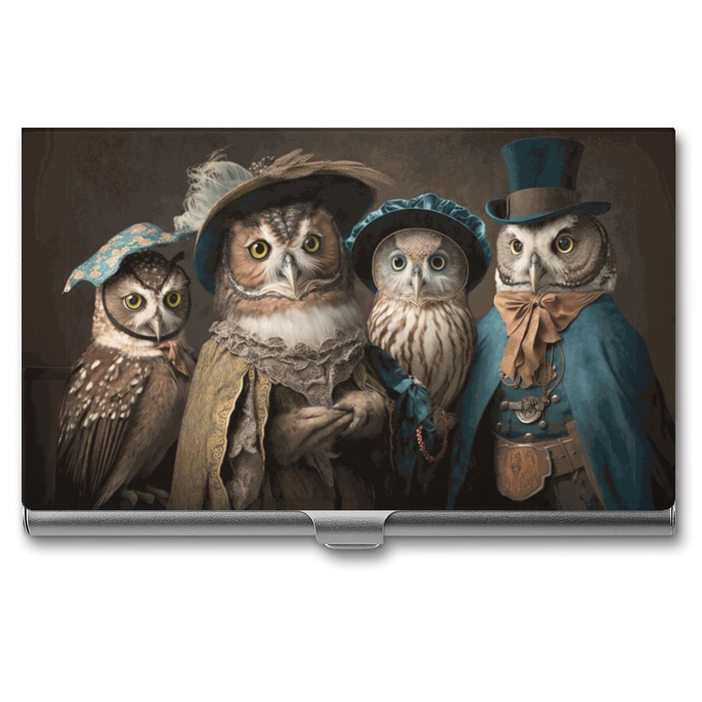 Victorian Owl Family Business Card Holder