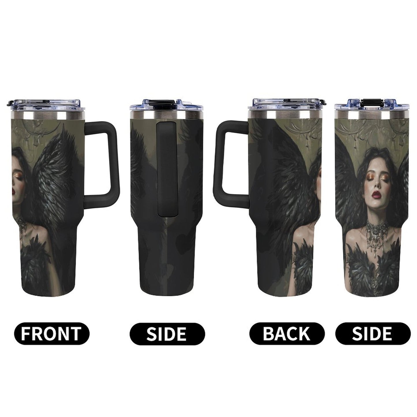 Lilith Dark Goddess 40oz Insulated Tumbler with Handle and Straw