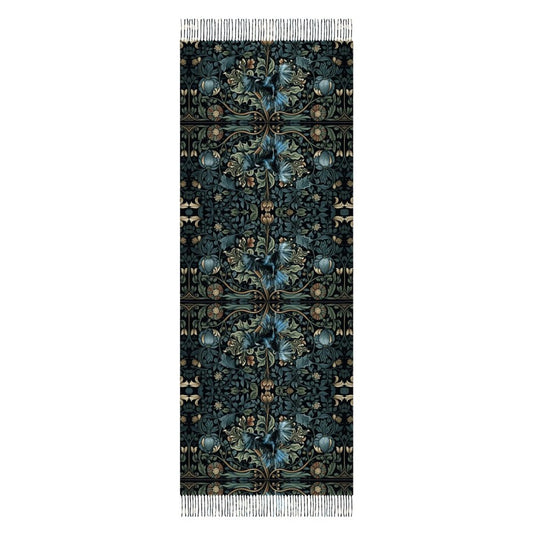 William Morris Inspired Crow Cashmere-like Tassel Scarf (All-Over Printing)