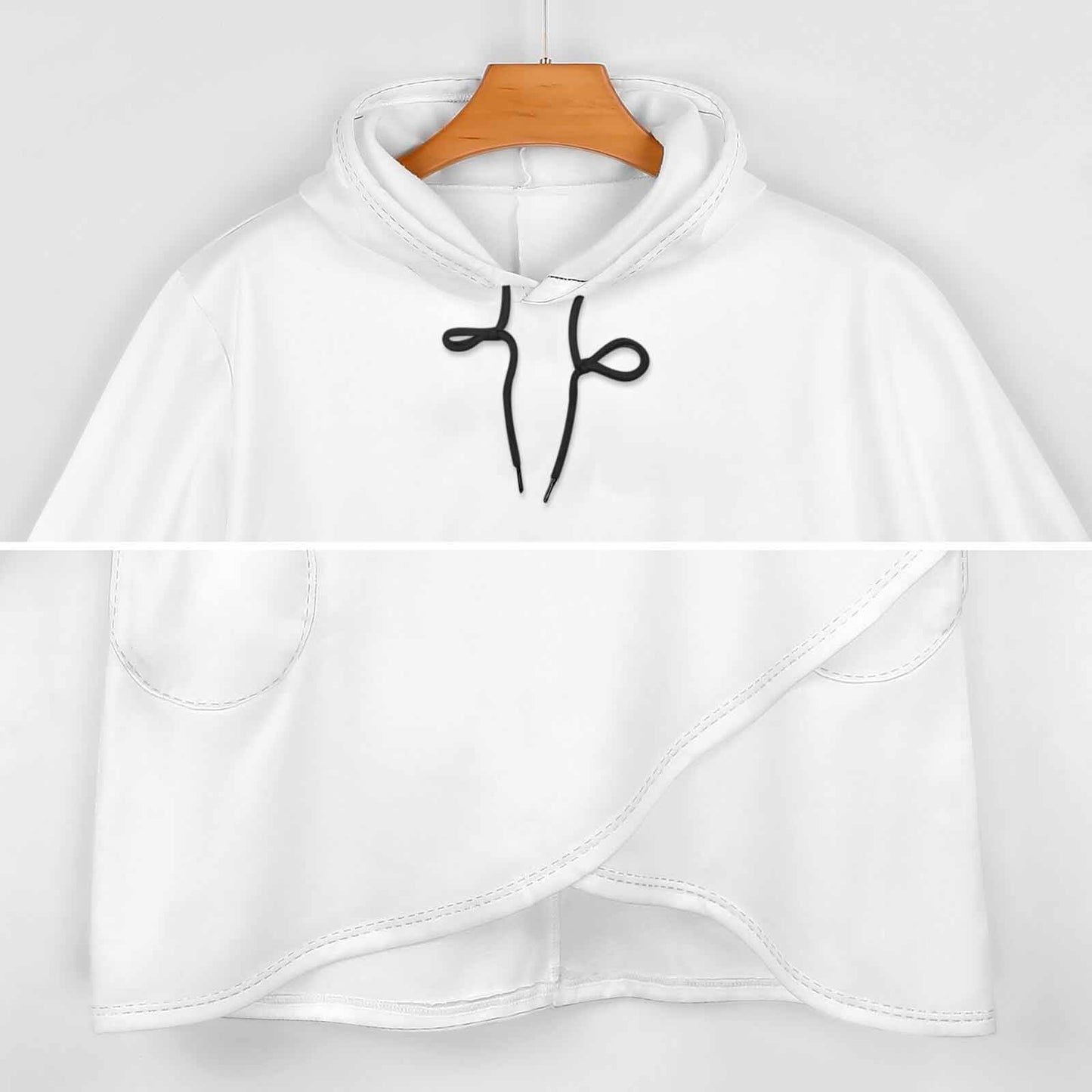 230gsm Poncho-style Long Sleeve Women Hoodie with Irregular Hem DS001 (All-Over Printing)