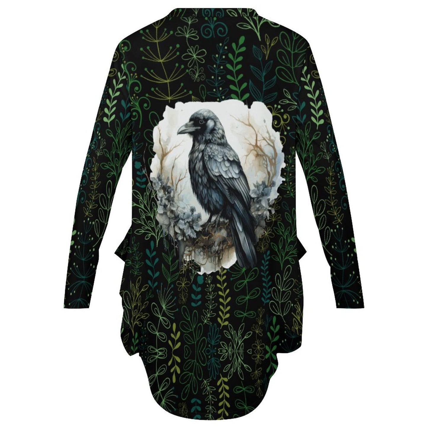 Loose Long-sleeve Dress with Pockets (All-Over Printing)
