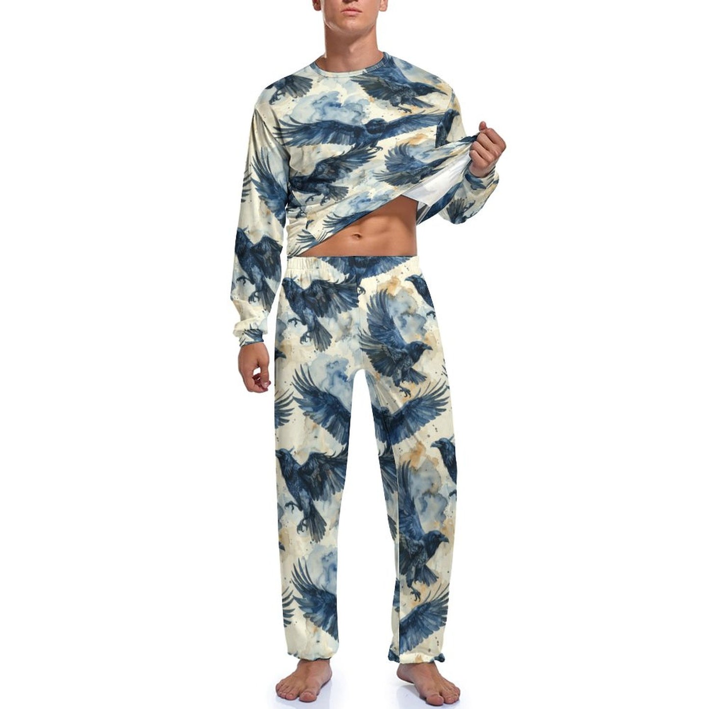 Crow's in Flight Men's Loungewear Set - Dark Academia Clothing