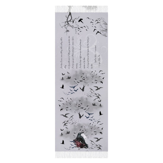 The Raven Poem Cashmere-like Tassel Scarf (All-Over Printing)