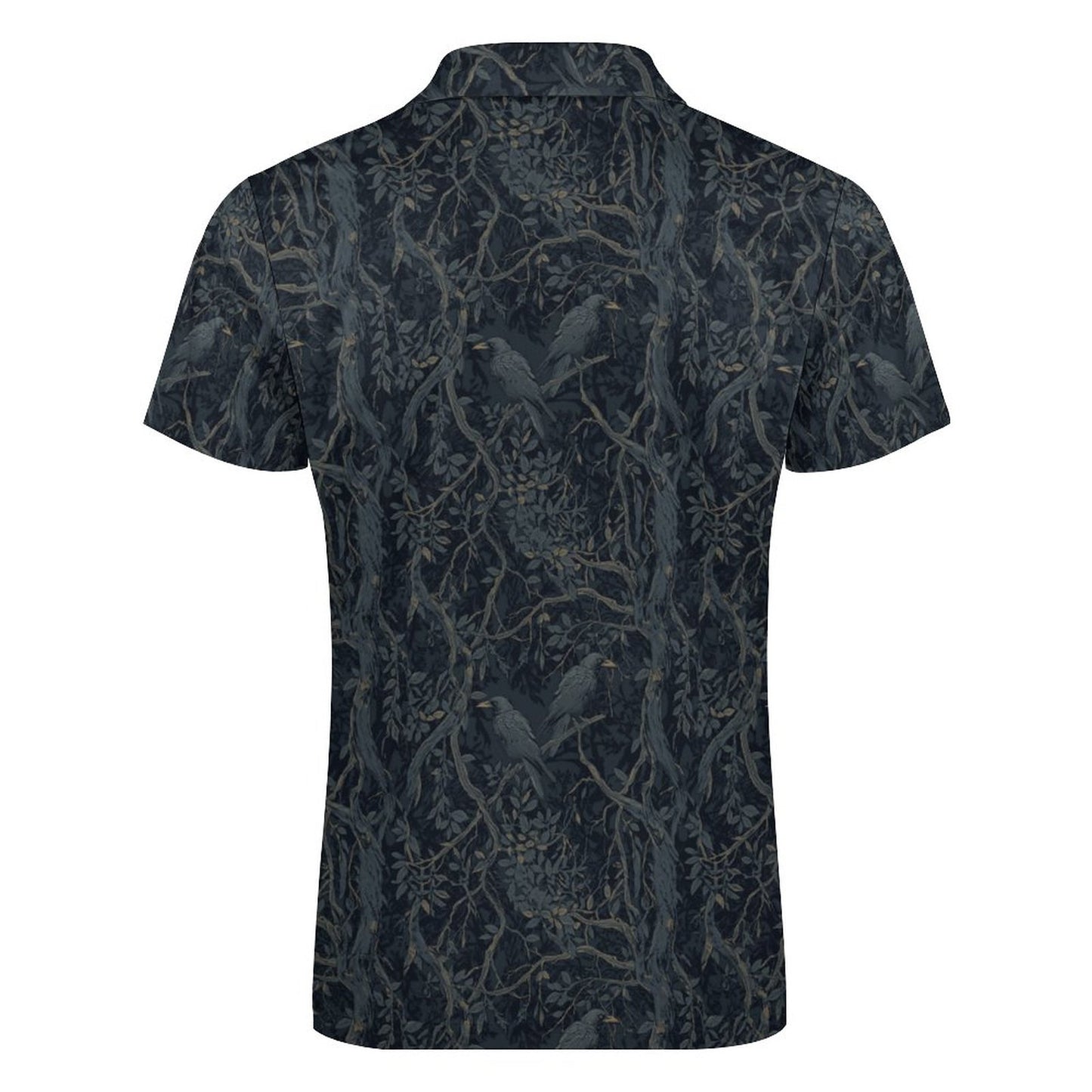 William Morris Crow Cotton Zip Short Sleeve POLO Shirt - Dark Academia Clothing