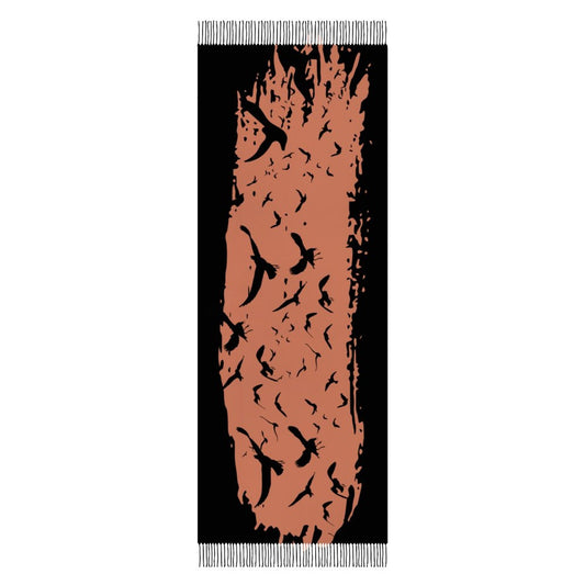 Brandied Melon Cashmere-like Tassel Scarf (All-Over Printing)