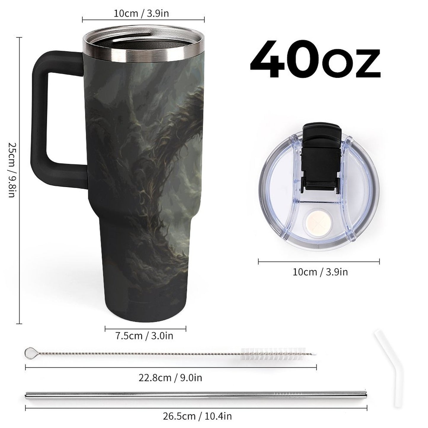 40oz Insulated Tumbler with Handle and Straw